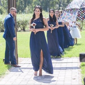 David’s Bridal bridesmaid dress marine blue